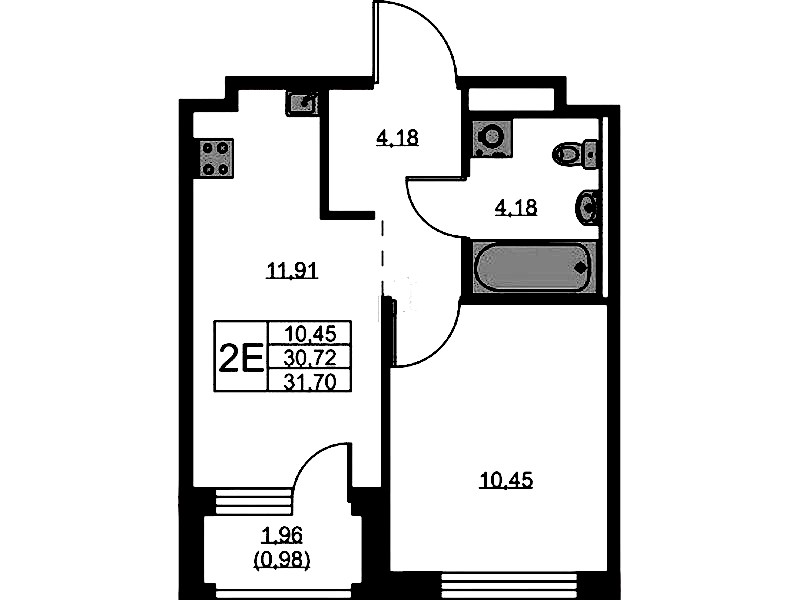 1-комнатная квартира 31.7 м², 7/9 эт., ЖК «GloraX Новоселье»